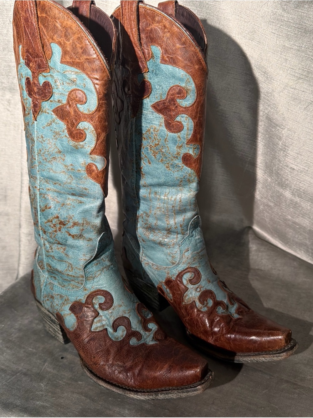 Lane Dawson Women's Turquoise Western Cowgirl Snip Toe Boots Size 6.5B Nice!